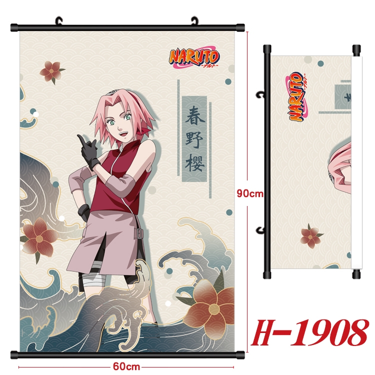 Naruto Anime Black Plastic Rod Canvas Painting Wall Scroll 60X90CM H-1908