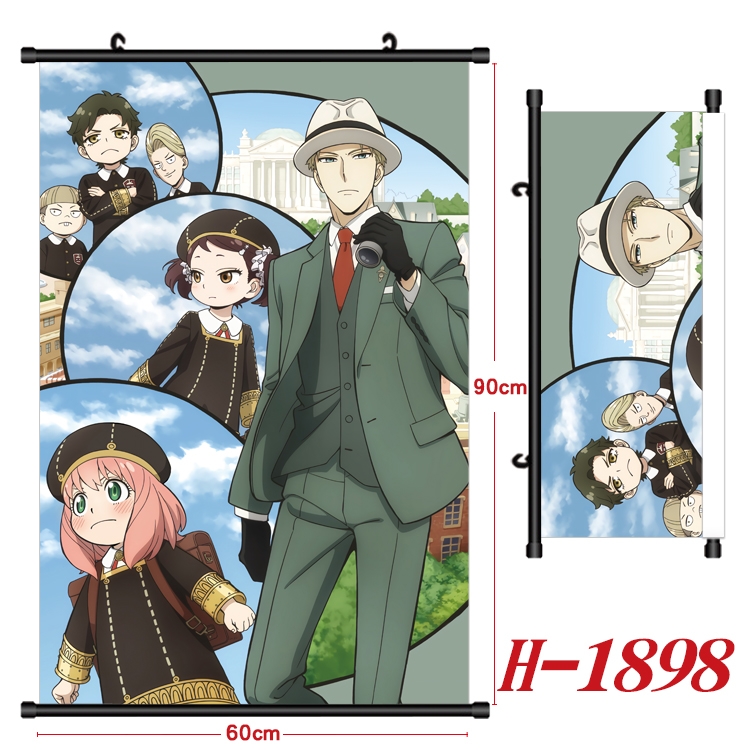 SPY×FAMILY Anime Black Plastic Rod Canvas Painting Wall Scroll 60X90CM H-1898