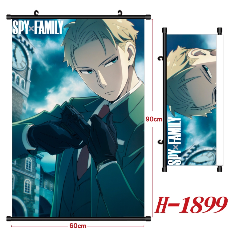 SPY×FAMILY Anime Black Plastic Rod Canvas Painting Wall Scroll 60X90CM H-1899