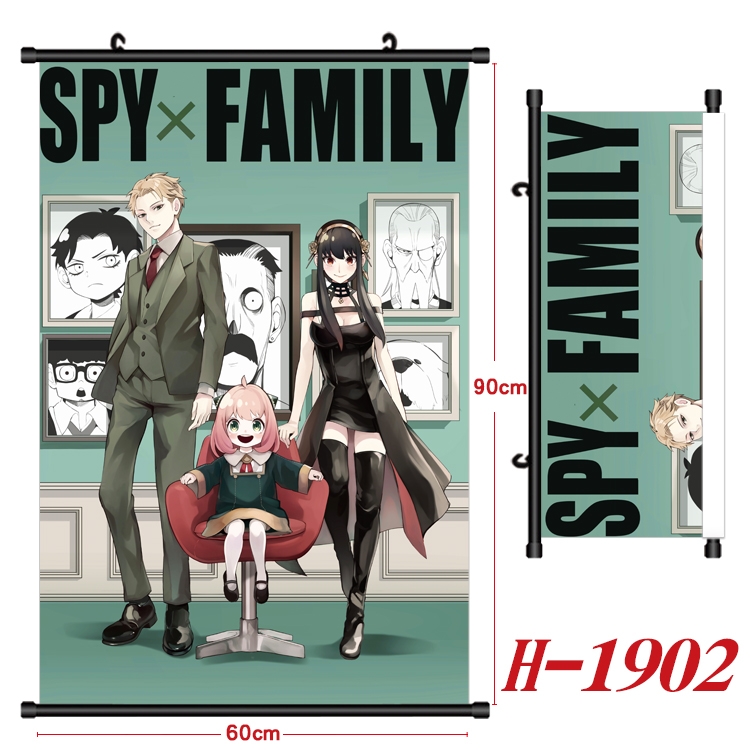 SPY×FAMILY Anime Black Plastic Rod Canvas Painting Wall Scroll 60X90CM H-1902