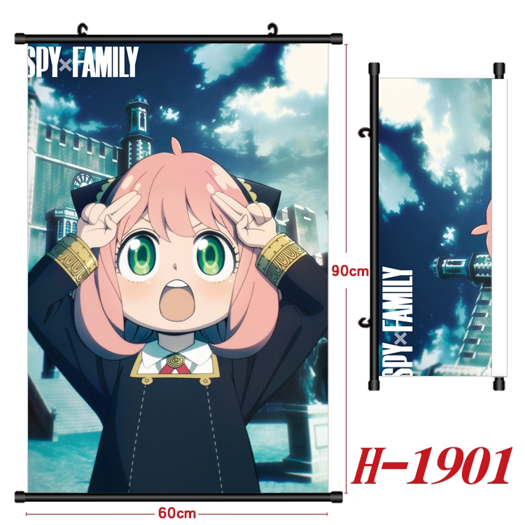 SPY×FAMILY Anime Black Plastic Rod Canvas Painting Wall Scroll 60X90CM  H-1901