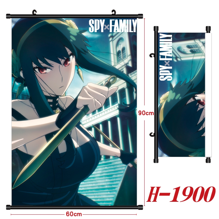 SPY×FAMILY Anime Black Plastic Rod Canvas Painting Wall Scroll 60X90CM H-1900