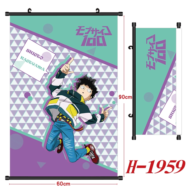 Mob Psycho 100 Anime Black Plastic Rod Canvas Painting Wall Scroll 60X90CM  H-1959