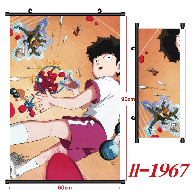 Mob Psycho 100 Anime Black Plastic Rod Canvas Painting Wall Scroll 60X90CM H-1967