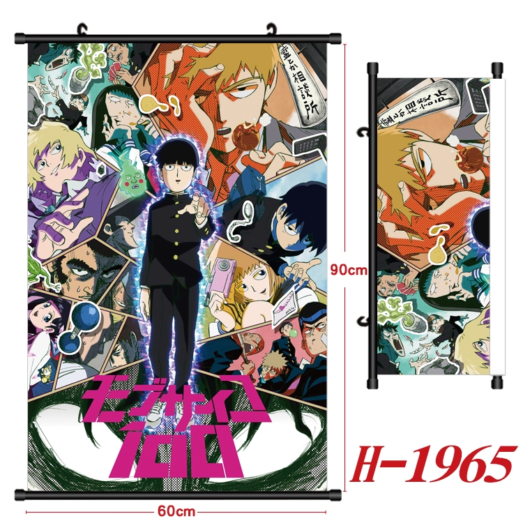 Mob Psycho 100 Anime Black Plastic Rod Canvas Painting Wall Scroll 60X90CM  H-1965