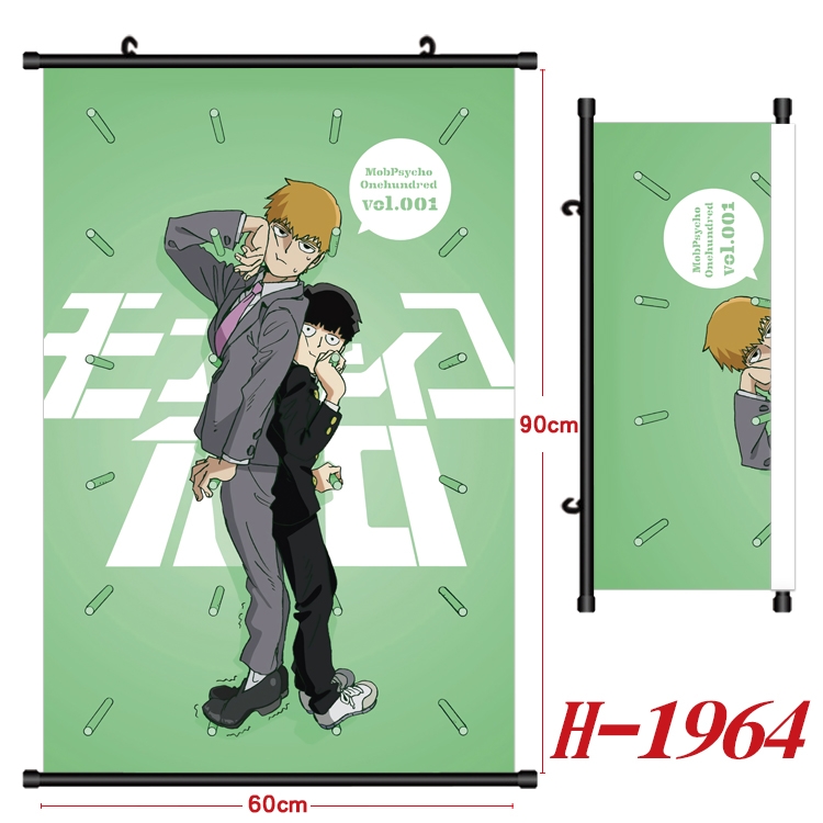 Mob Psycho 100 Anime Black Plastic Rod Canvas Painting Wall Scroll 60X90CM  H-1964