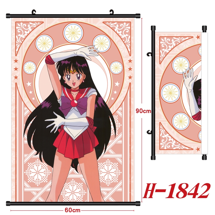 sailormoon Anime Black Plastic Rod Canvas Painting Wall Scroll 60X90CM  H-1842