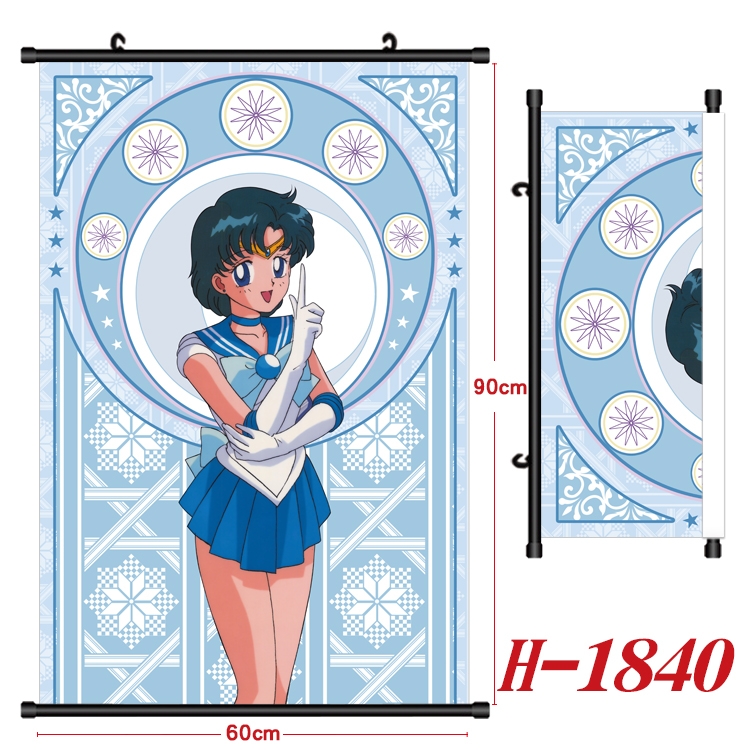 sailormoon Anime Black Plastic Rod Canvas Painting Wall Scroll 60X90CM  H-1840