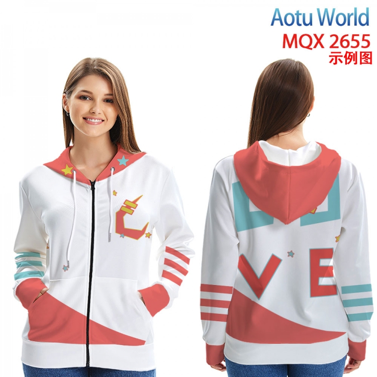 AOTU Long Sleeve Hooded Full Color Patch Pocket Sweatshirt from XXS to 4XL MQX-2655
