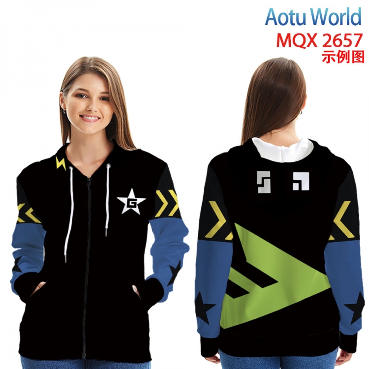 AOTU Long Sleeve Hooded Full Color Patch Pocket Sweatshirt from XXS to 4XL MQX-2657