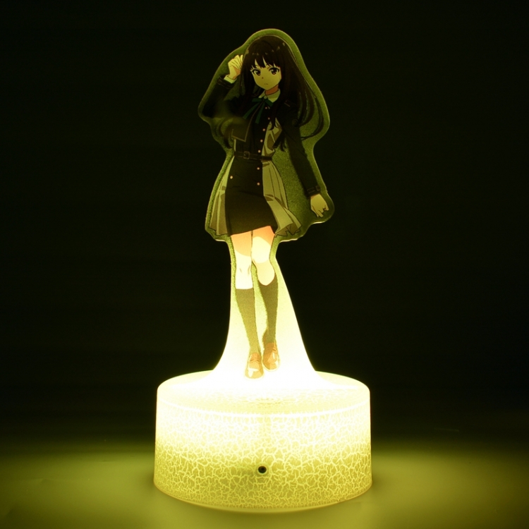 Lycoris Recoil Acrylic Night Light 16 Color-changing USB Interface Box Set 19X7X4CM white base