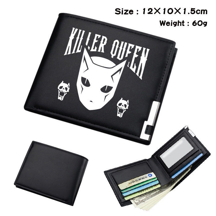 JoJos Bizarre Adventure Anime Coloring Book Black Leather Bifold Wallet 12x10x1.5cm