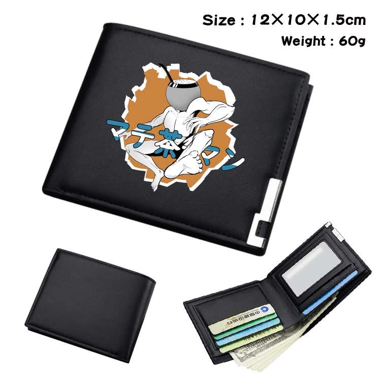 Chainsaw man Anime Coloring Book Black Leather Bifold Wallet 12x10x1.5cm