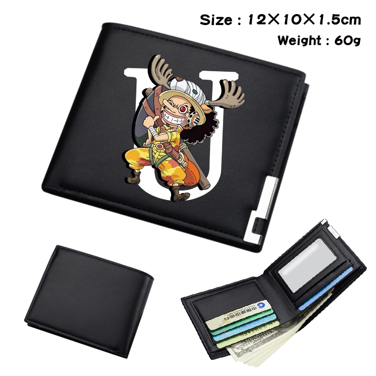 One Piece Anime Coloring Book Black Leather Bifold Wallet 12x10x1.5cm