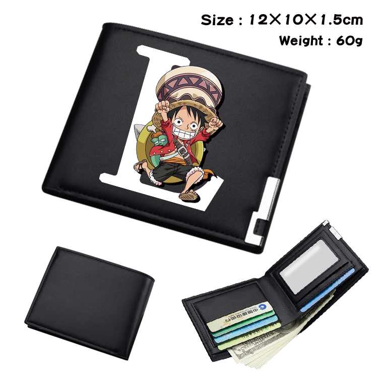 One Piece Anime Coloring Book Black Leather Bifold Wallet 12x10x1.5cm