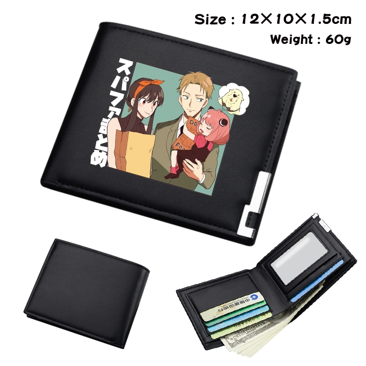 SPY×FAMILY Anime Coloring Book Black Leather Bifold Wallet 12x10x1.5cm