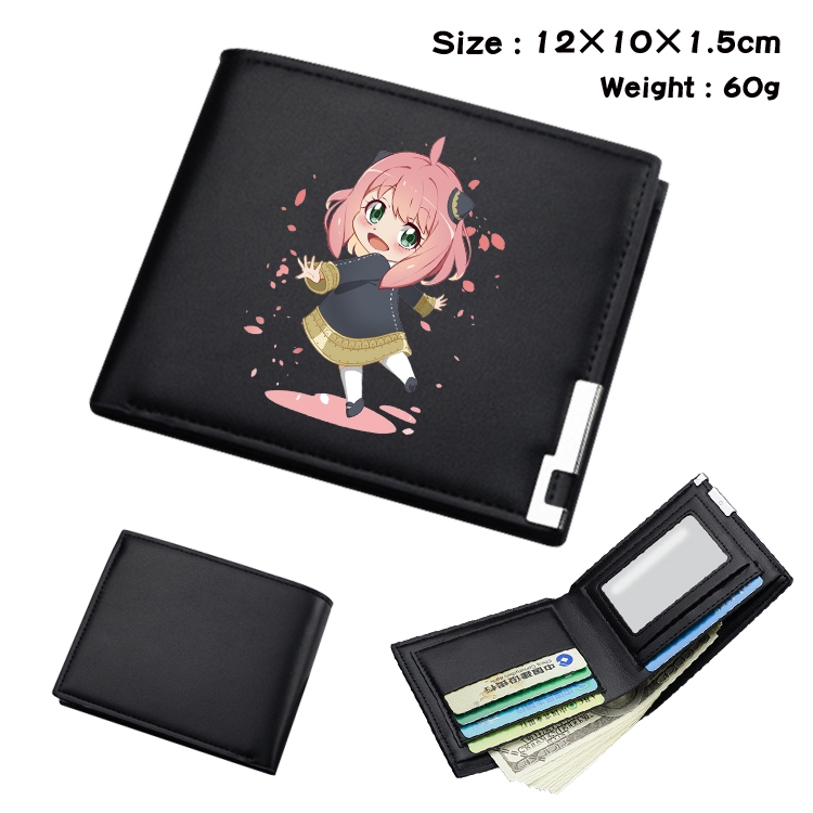 SPY×FAMILY Anime Coloring Book Black Leather Bifold Wallet 12x10x1.5cm