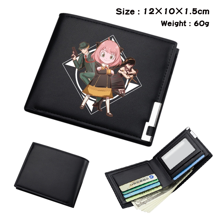 SPY×FAMILY Anime Coloring Book Black Leather Bifold Wallet 12x10x1.5cm