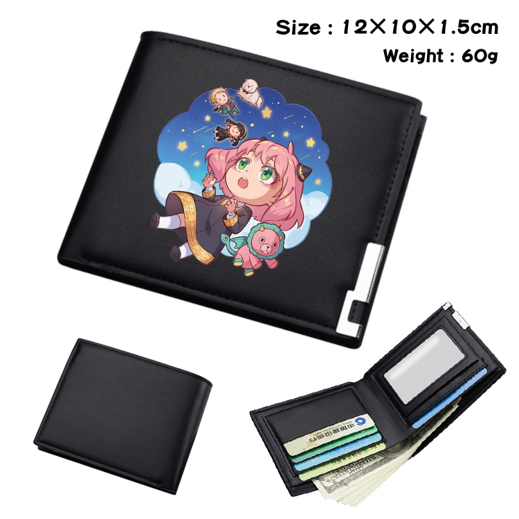 SPY×FAMILY Anime Coloring Book Black Leather Bifold Wallet 12x10x1.5cm