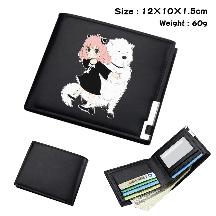 SPY×FAMILY Anime Coloring Book Black Leather Bifold Wallet 12x10x1.5cm