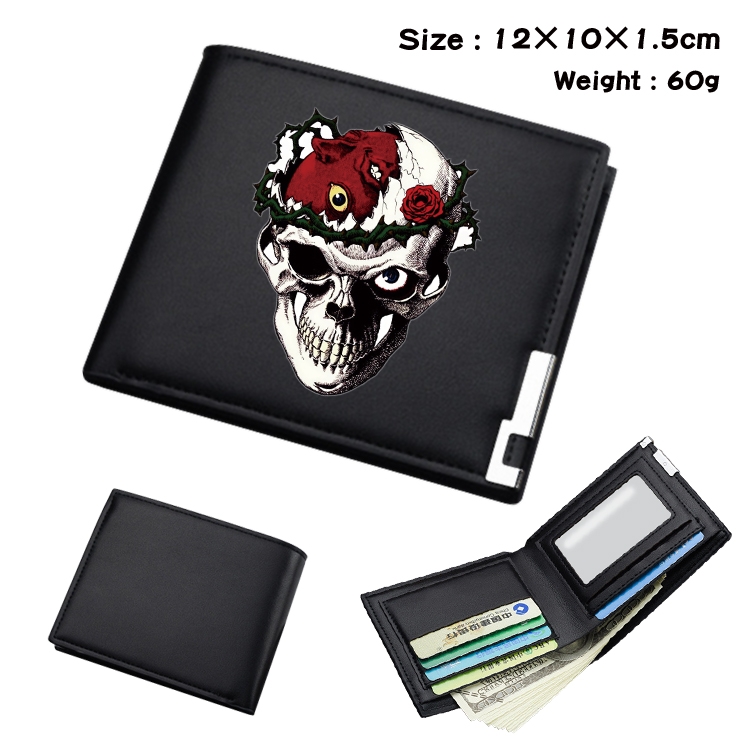 Berserk Anime Coloring Book Black Leather Bifold Wallet 12x10x1.5cm