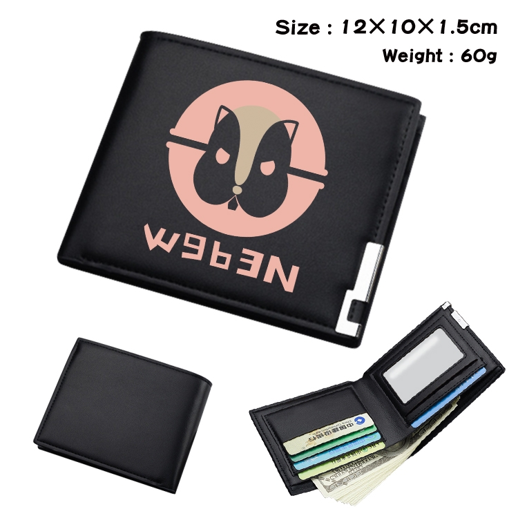 Lycoris Recoil Anime Coloring Book Black Leather Bifold Wallet 12x10x1.5cm