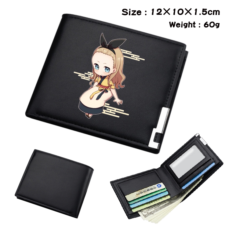 Lycoris Recoil Anime Coloring Book Black Leather Bifold Wallet 12x10x1.5cm