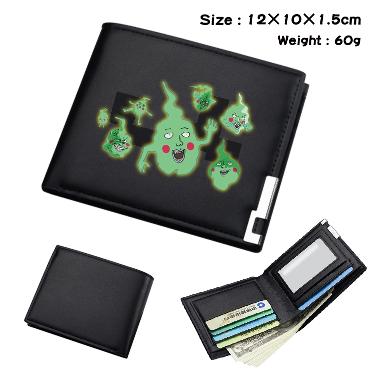 Mob Psycho 100 Anime Coloring Book Black Leather Bifold Wallet 12x10x1.5cm