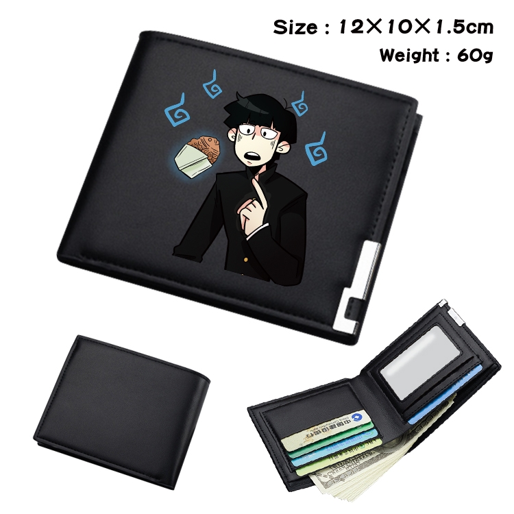 Mob Psycho 100 Anime Coloring Book Black Leather Bifold Wallet 12x10x1.5cm