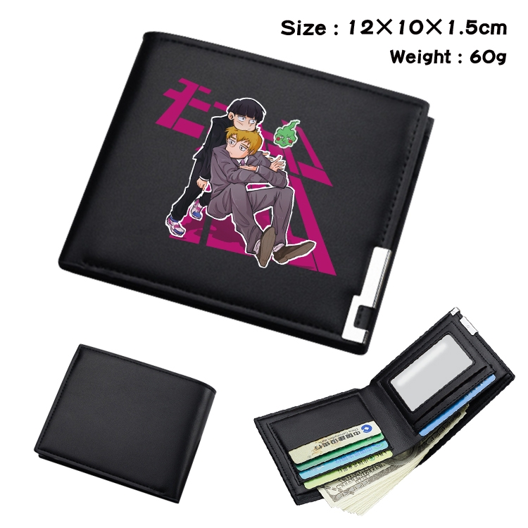 Mob Psycho 100 Anime Coloring Book Black Leather Bifold Wallet 12x10x1.5cm