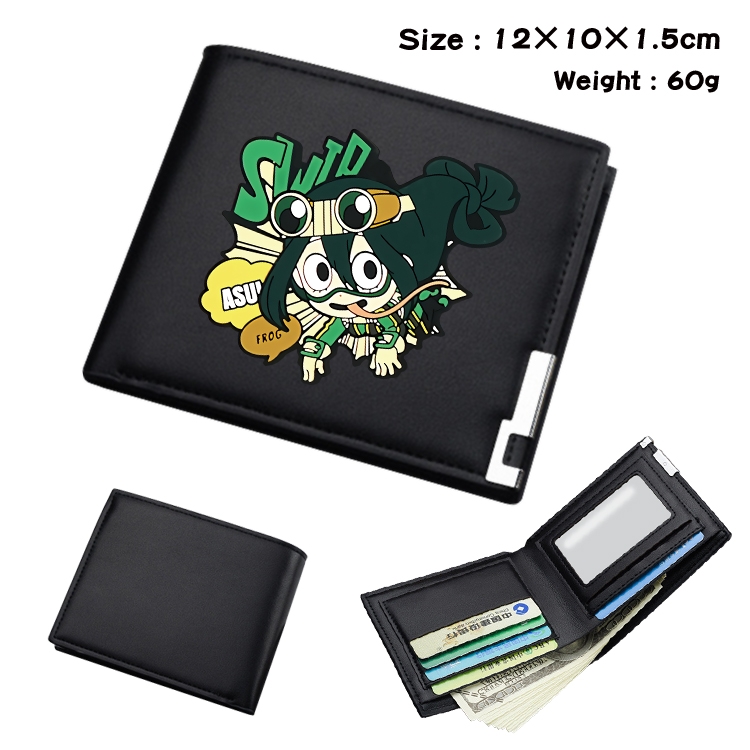 My Hero Academia Anime Coloring Book Black Leather Bifold Wallet 12x10x1.5cm