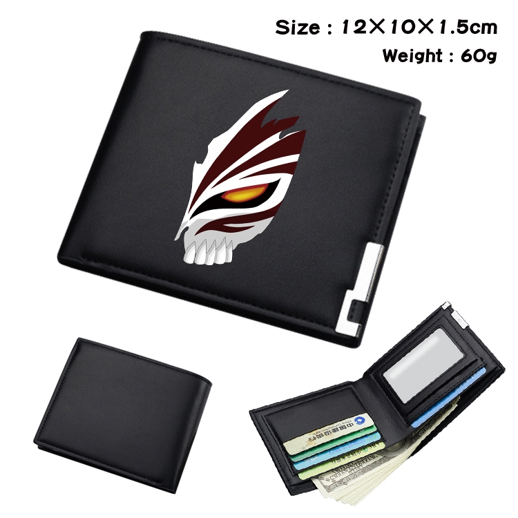 Bleach Anime Coloring Book Black Leather Bifold Wallet 12x10x1.5cm