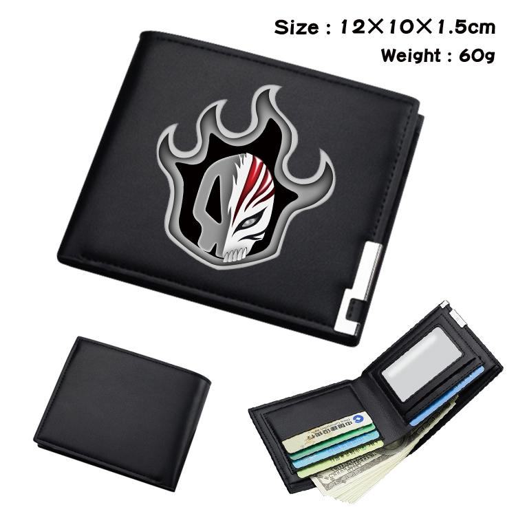 Bleach Anime Coloring Book Black Leather Bifold Wallet 12x10x1.5cm