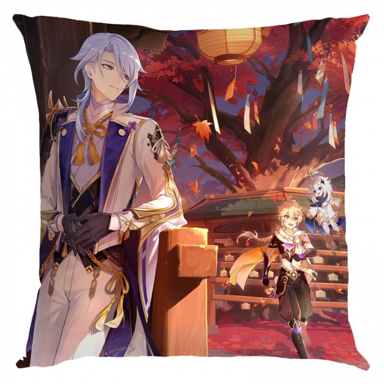 Genshin Impact Anime square full-color pillow cushion 45X45CM NO FILLING Y1-351