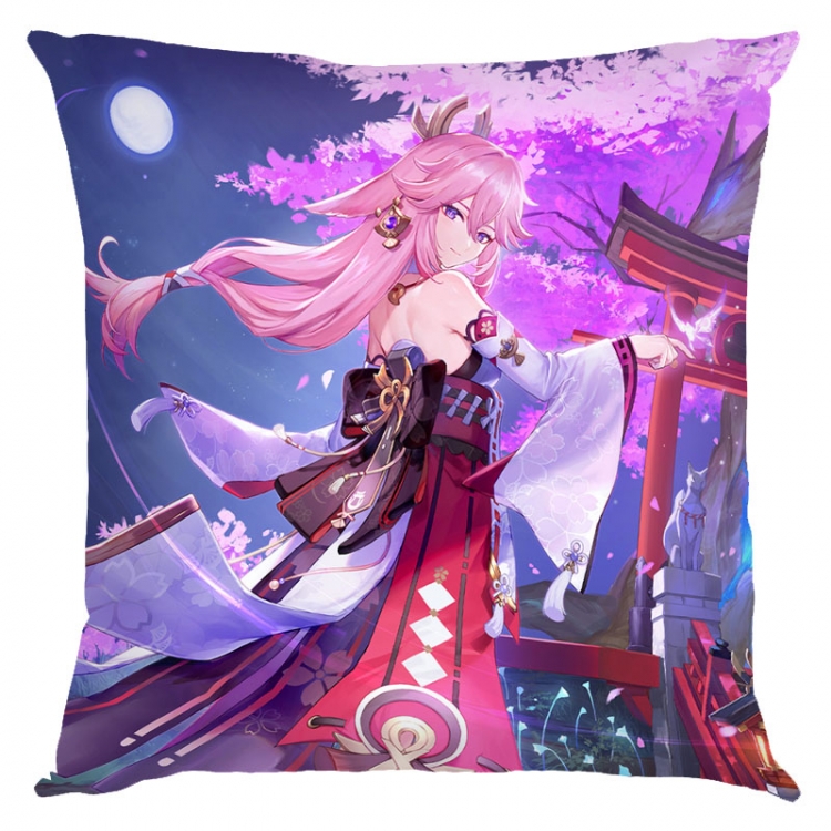 Genshin Impact Anime square full-color pillow cushion 45X45CM NO FILLING Y1-382