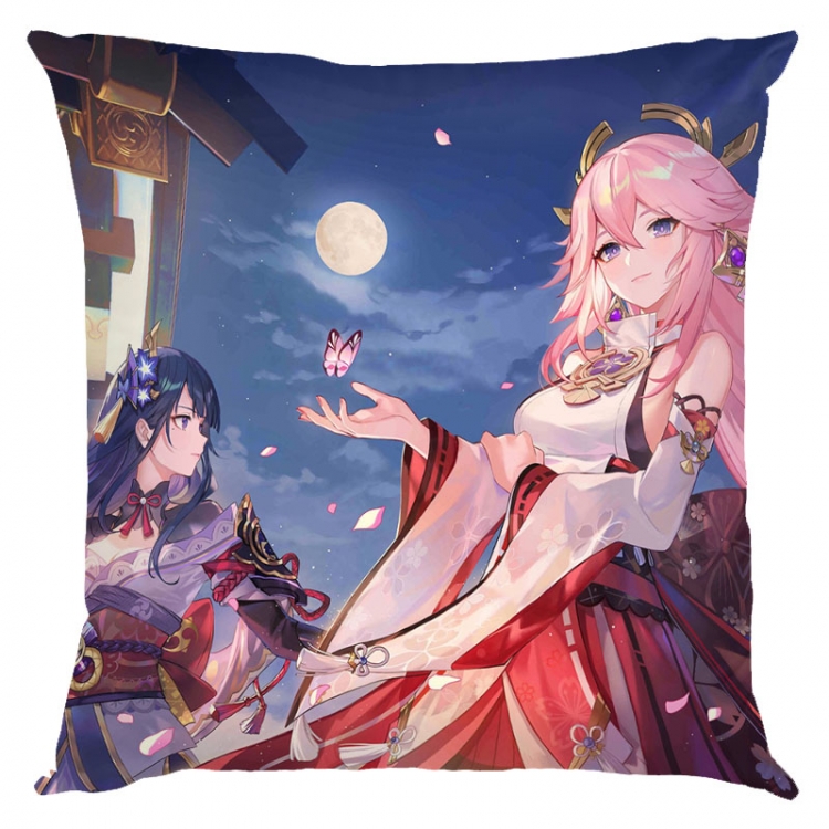 Genshin Impact Anime square full-color pillow cushion 45X45CM NO FILLING Y1-357