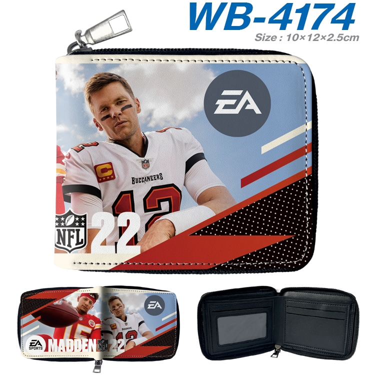 MADDEN NFL Full color short full zip two fold wallet 10x12x2.5cm  WB-4174