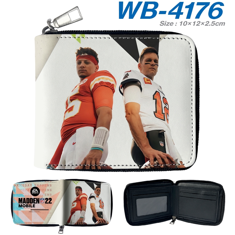 MADDEN NFL Full color short full zip two fold wallet 10x12x2.5cm WB-4176