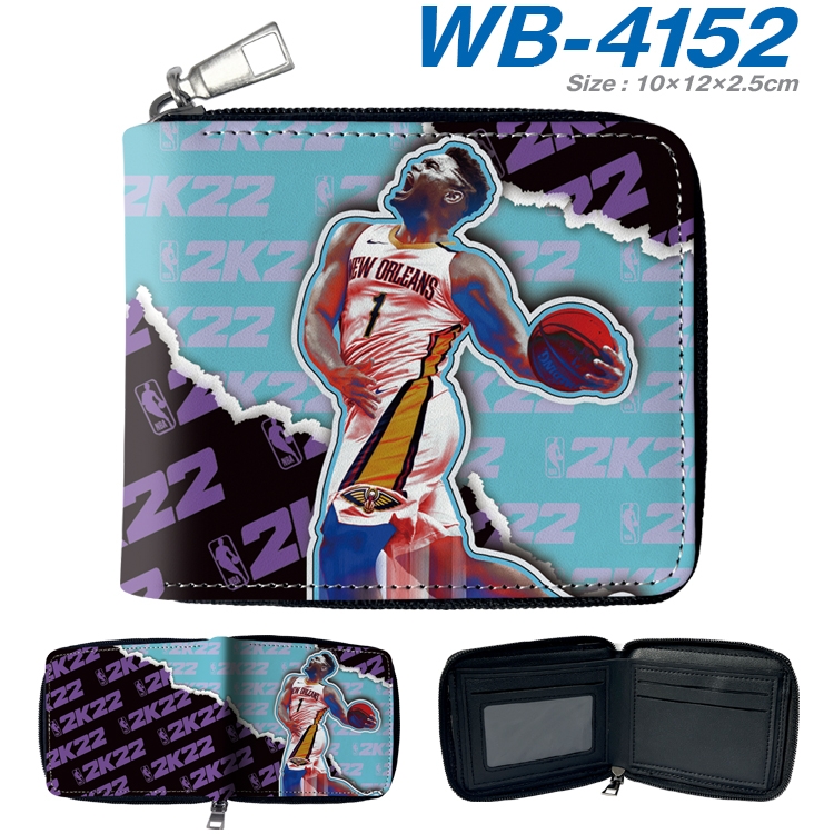 NBA2K22 Full color short full zip two fold wallet 10x12x2.5cm WB-4152