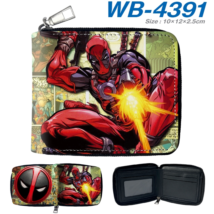 Superhero Movie Anime full-color short full zip two fold wallet 10x12x2.5cm WB-4391A