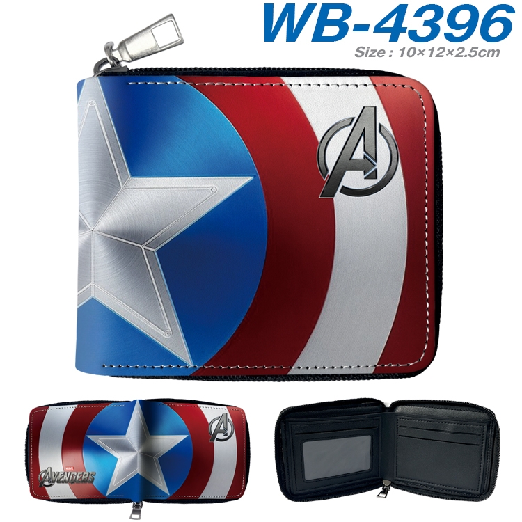 Superhero Movie Anime full-color short full zip two fold wallet 10x12x2.5cm WB-4396A