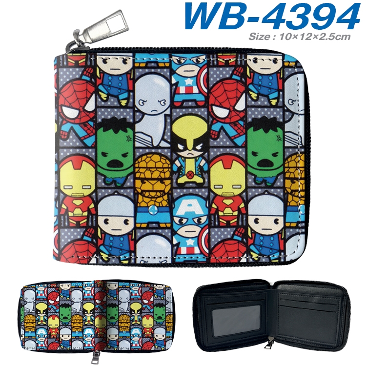 Superhero Movie Anime full-color short full zip two fold wallet 10x12x2.5cm WB-4394A