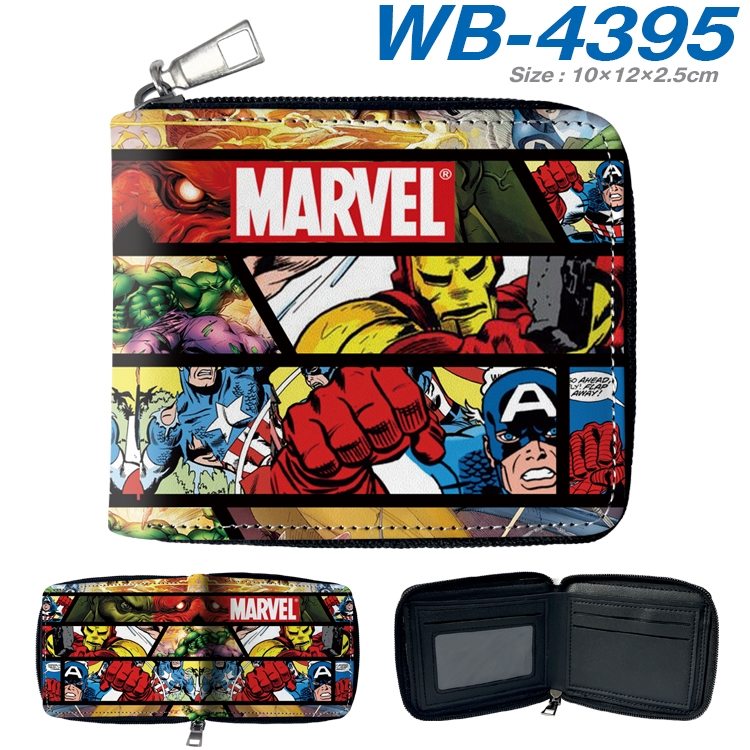 Superhero Movie Anime full-color short full zip two fold wallet 10x12x2.5cm WB-4395A