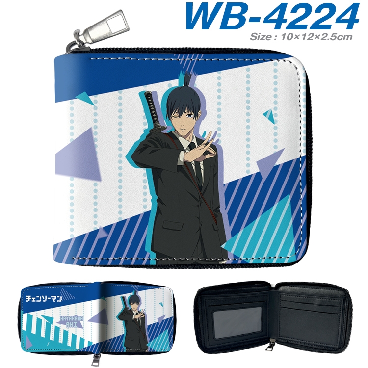 Chainsaw man Anime full-color short full zip two fold wallet 10x12x2.5cm WB-4224A