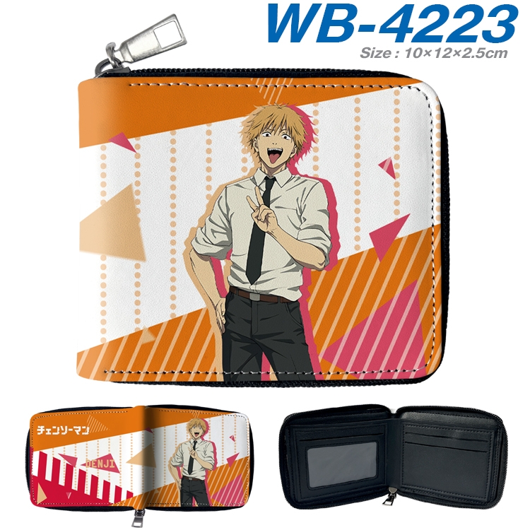 Chainsaw man Anime full-color short full zip two fold wallet 10x12x2.5cm WB-4223A