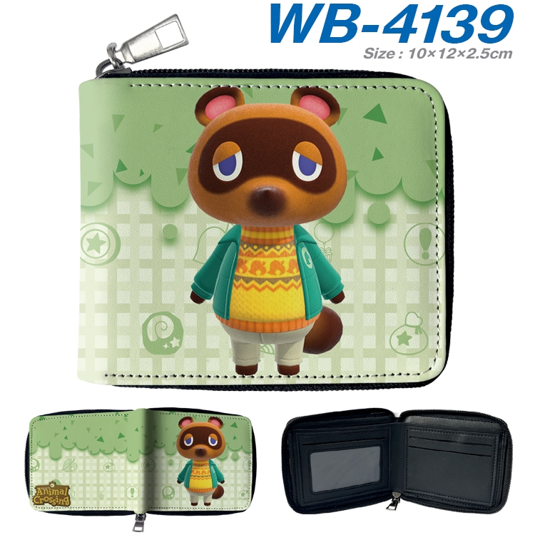 Animal Crossing Anime full-color short full zip two fold wallet 10x12x2.5cm  WB-4139