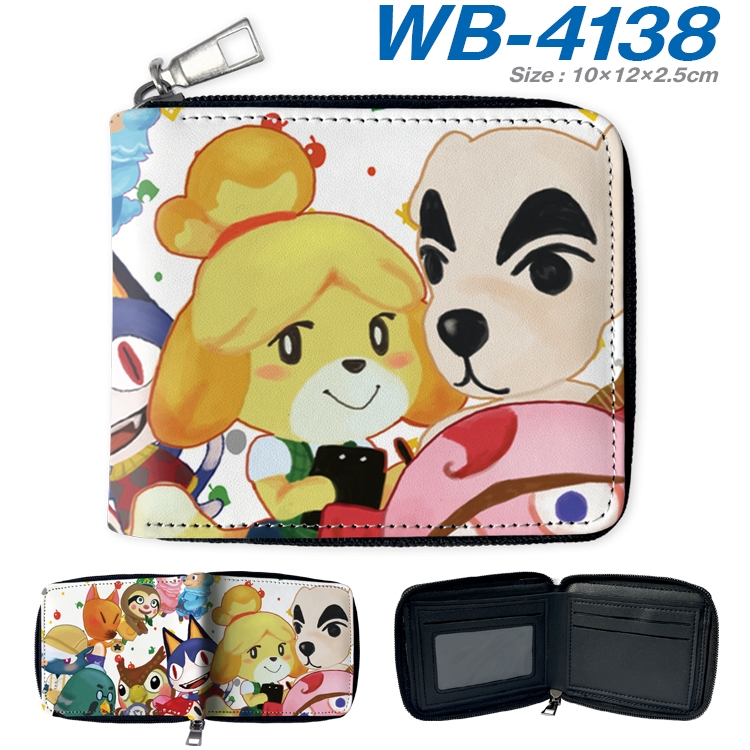 Animal Crossing Anime full-color short full zip two fold wallet 10x12x2.5cm WB-4138