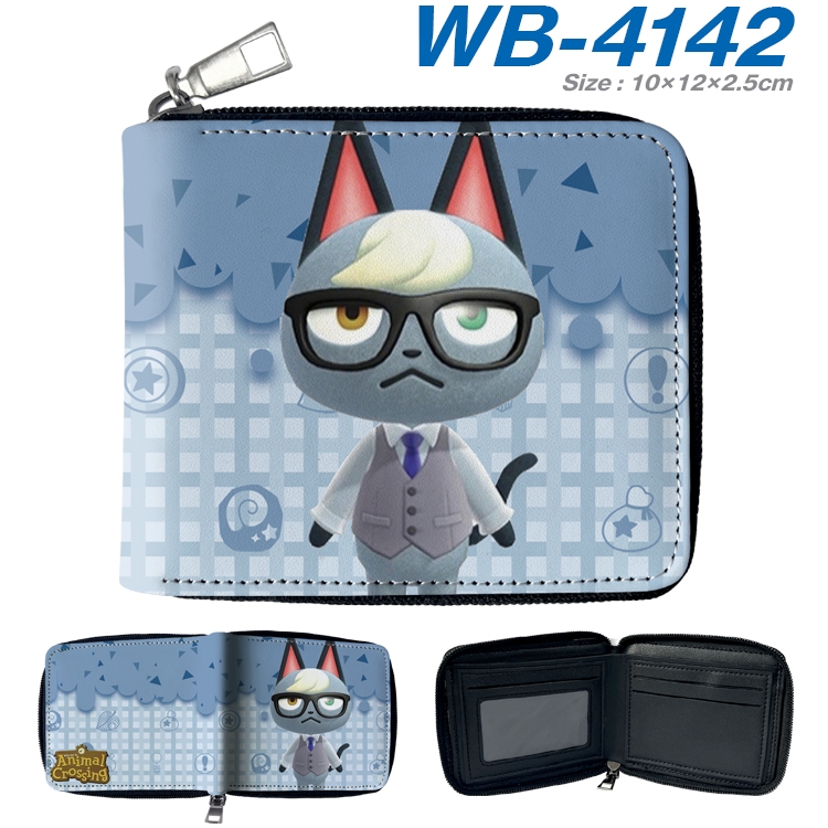 Animal Crossing Anime full-color short full zip two fold wallet 10x12x2.5cm WB-4142