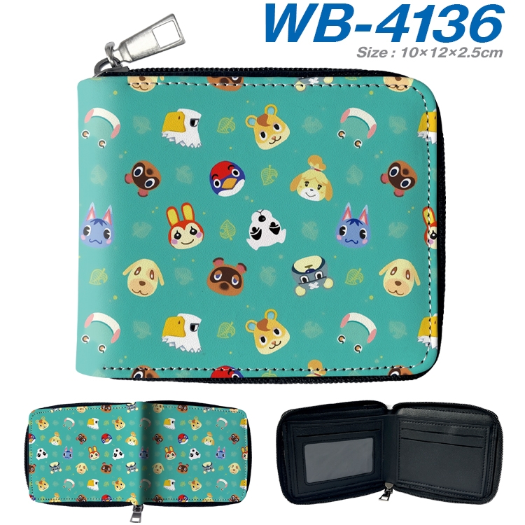 Animal Crossing Anime full-color short full zip two fold wallet 10x12x2.5cm WB-4136