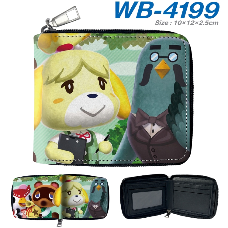 Animal Crossing Anime full-color short full zip two fold wallet 10x12x2.5cm WB-4199A